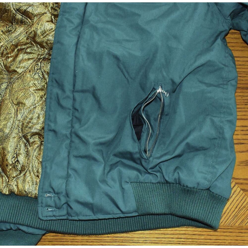 B5 NWT DERBY OF SAN FRANCISCO Pine Green Gold Paisley Lined Bomber Jacket Sz XXL - Picture 7 of 7